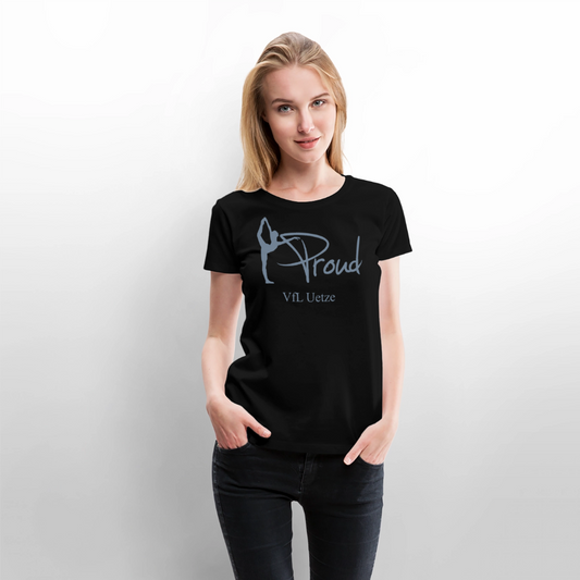 Proud Frauen-Shirt mit V-Ausschnitt (silber flex) - Schwarz