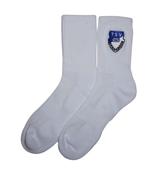 Sportsocken weiß mit gesticktem Logo 2