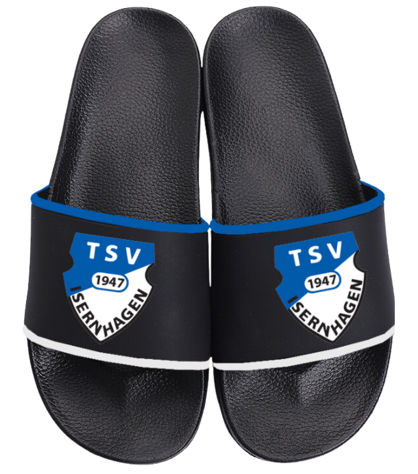 Badelatschen schwarz mit Vereinslogo