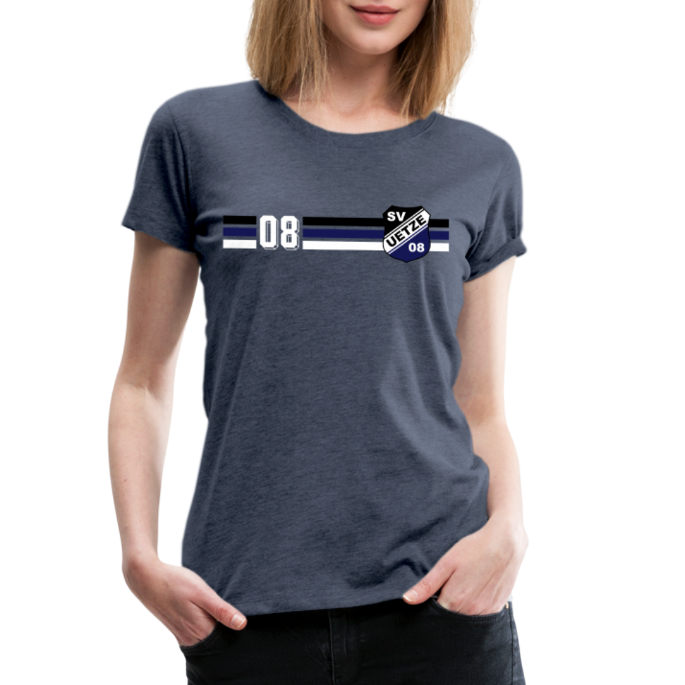 SV Uetze 08 Frauen Premium T-Shirt stripes flex - Blau meliert