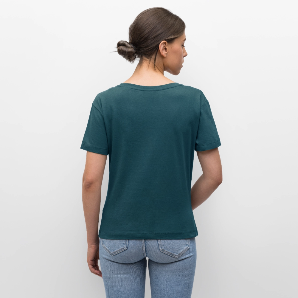TSV Katensen Relaxed Rundhals Frauen Bio-T-Shirt "Ein Dorf" - Dunkles Petrol