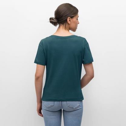 TSV Katensen Relaxed Rundhals Frauen Bio-T-Shirt "Ein Dorf" - Dunkles Petrol