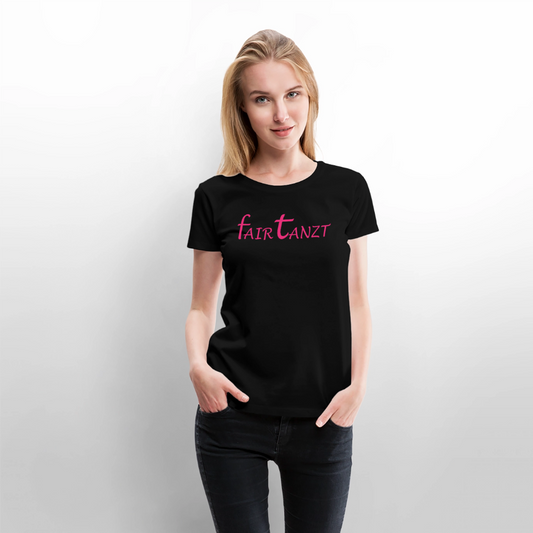 Fair Tanzt Frauen-Shirt mit V-Ausschnitt - Schwarz