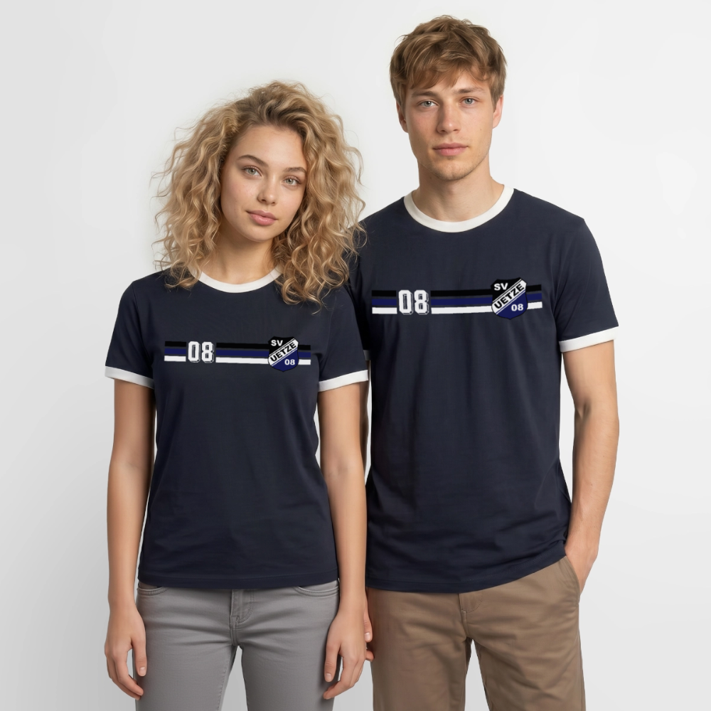 SV Uetze 08 stripes Premium T-Shirt flex - Navy/Weiß 