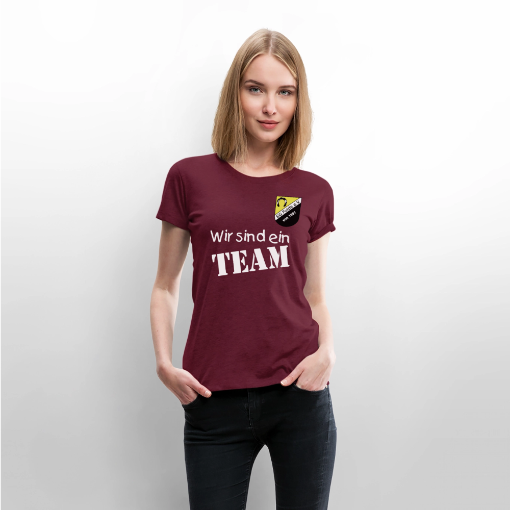 Fussball Mama - Wir sind ein TEAM Fulde Damen T-Shirt - Burgunderrot