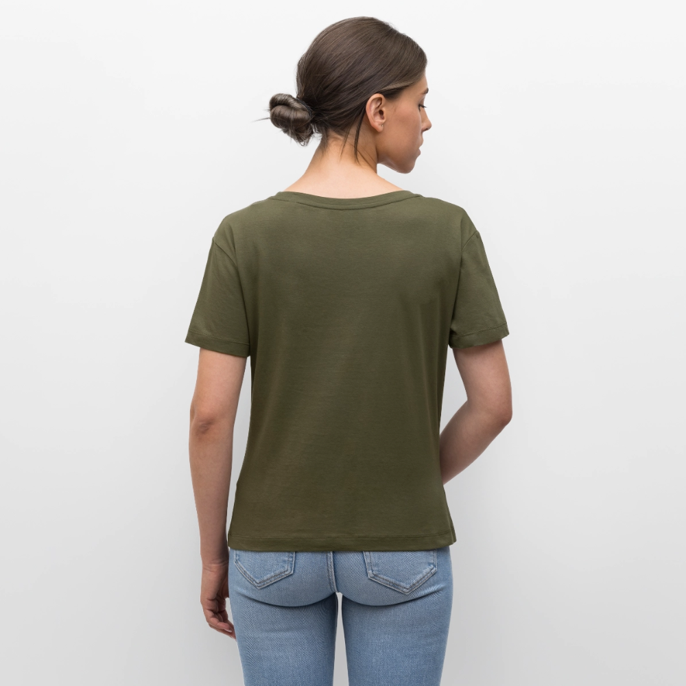 TSV Katensen Relaxed Rundhals Frauen Bio-T-Shirt "Ein Dorf" - Khaki