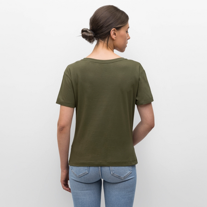 TSV Katensen Relaxed Rundhals Frauen Bio-T-Shirt "Ein Dorf" - Khaki