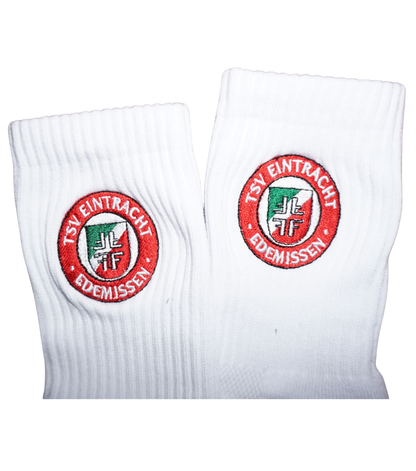 Sportsocken weiß mit gesticktem Logo 1