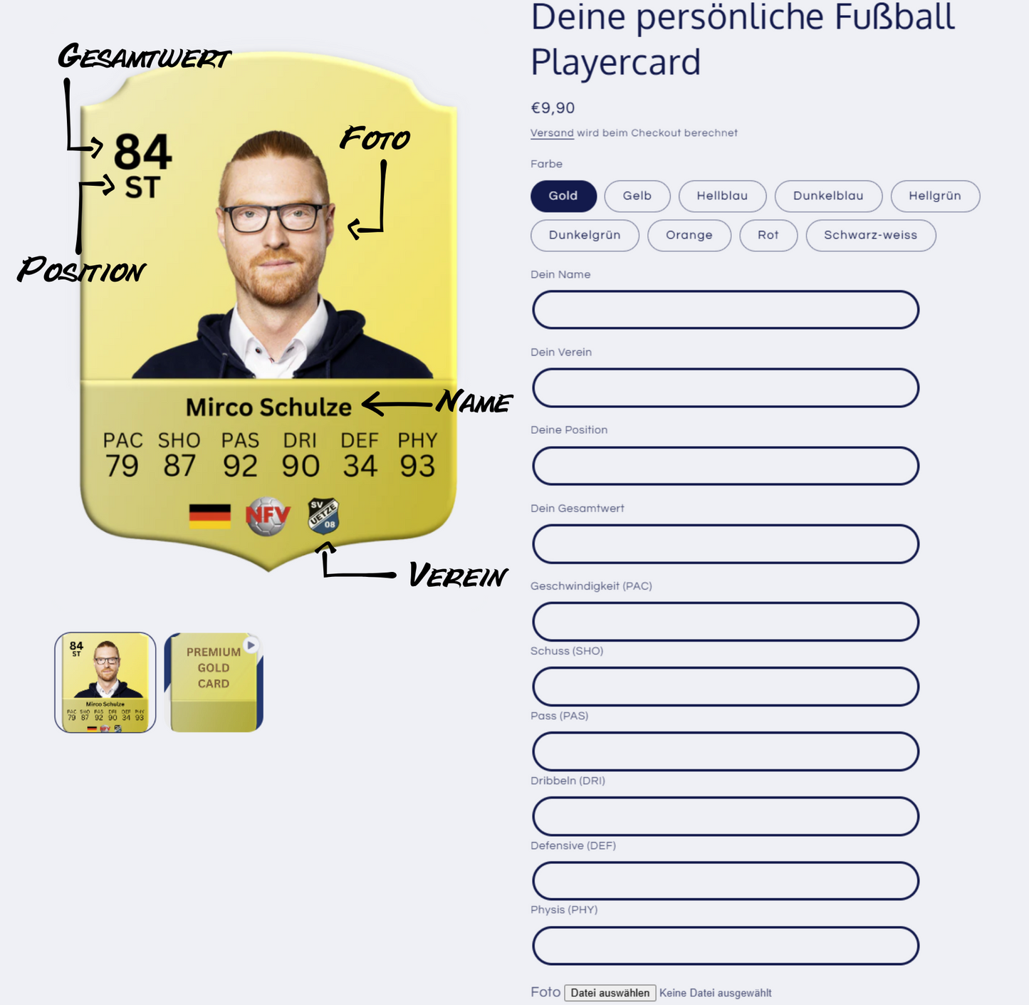 Deine persönliche Fußball Playercard