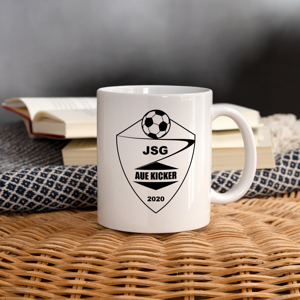 JSG Aue Kicker Tasse weiss - Logo schwarz - Weiß