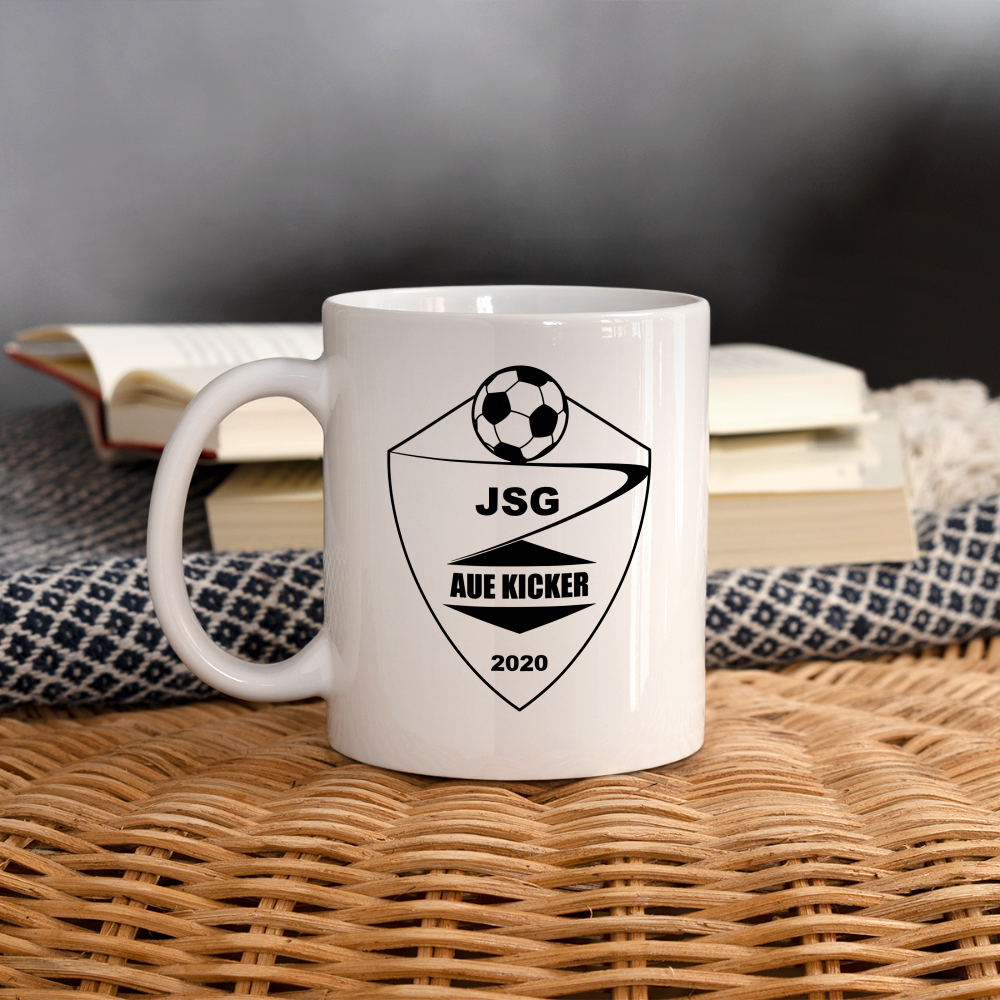 JSG Aue Kicker Tasse weiss - Logo schwarz - Weiß