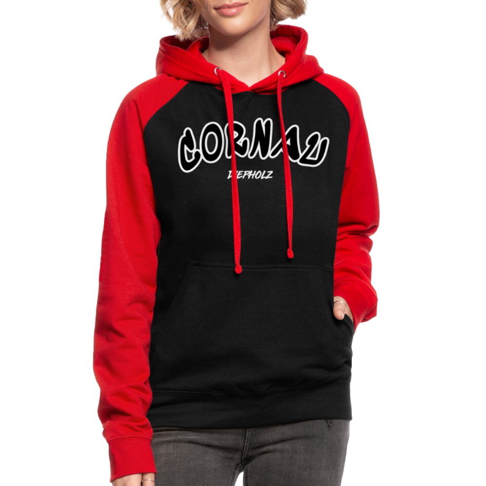 Cornau Diepholz - Unisex Baseball Hoodie flex - Schwarz/Rot