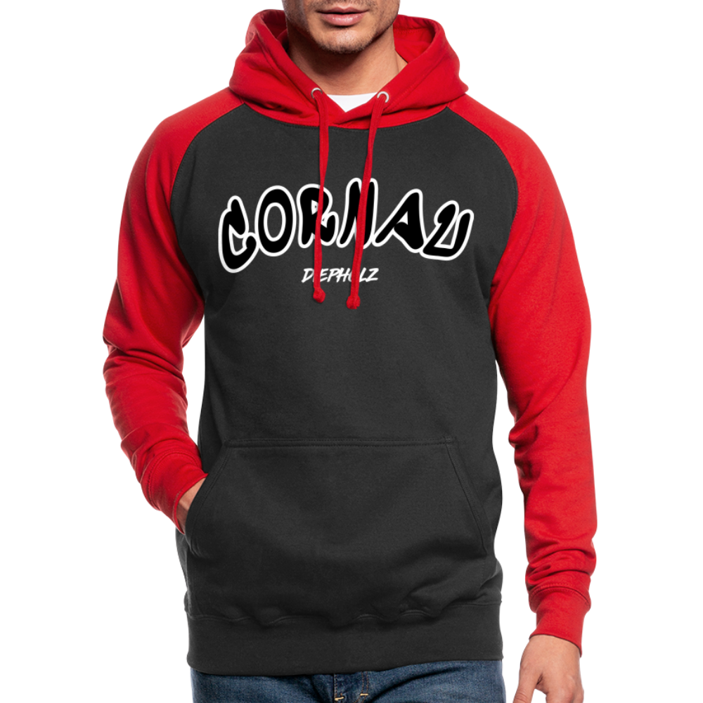 Cornau Diepholz - Unisex Baseball Hoodie flex - Schwarz/Rot