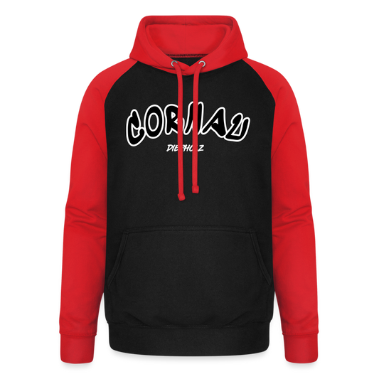 Cornau Diepholz - Unisex Baseball Hoodie flex - Schwarz/Rot