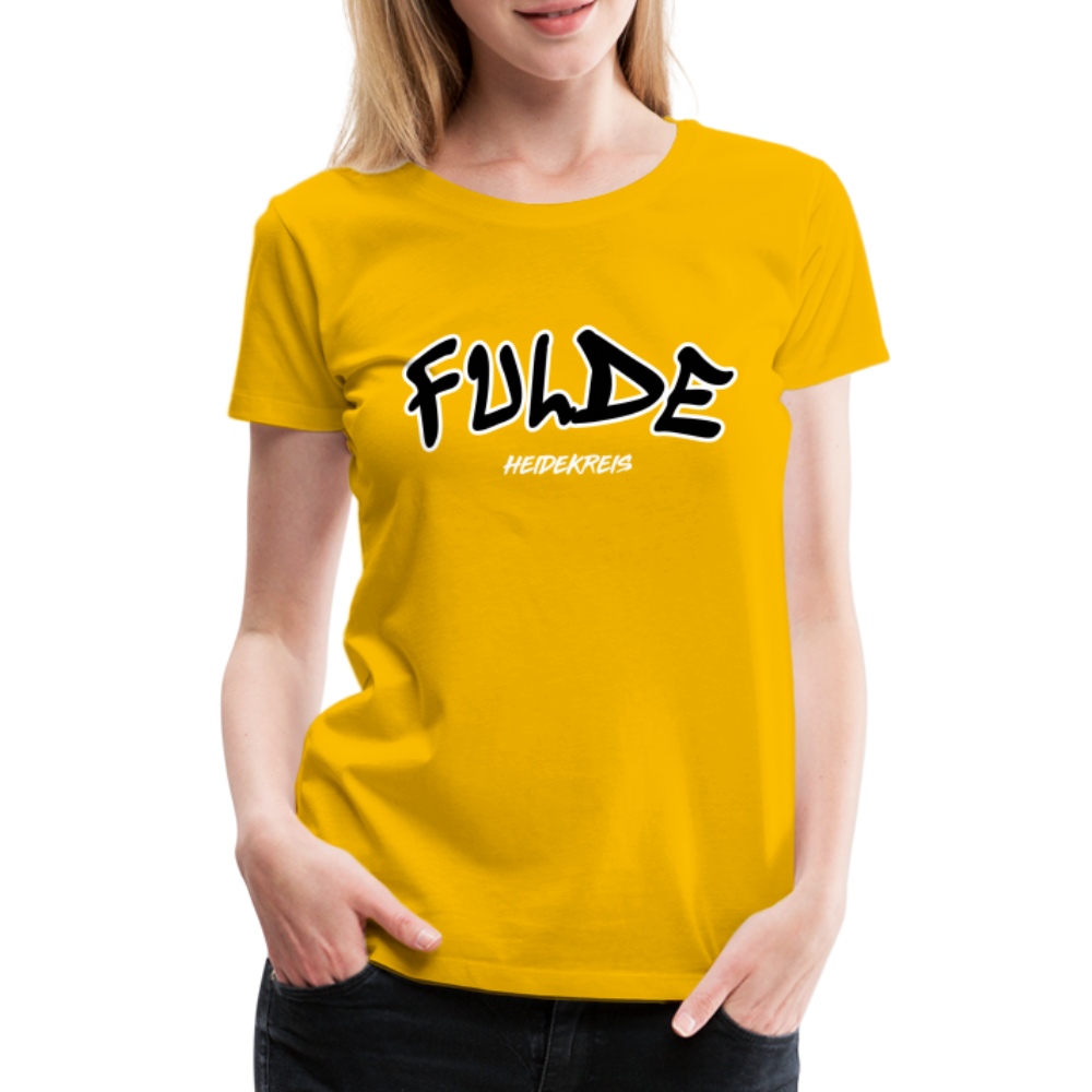 Fulde Heidekreis Frauen Premium T-Shirt flex - Sonnengelb