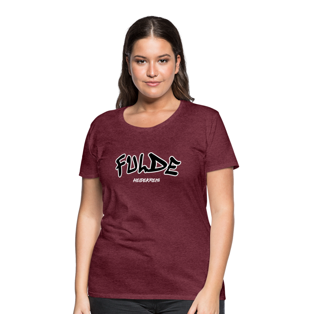 Fulde Heidekreis Frauen Premium T-Shirt flex - Bordeauxrot meliert