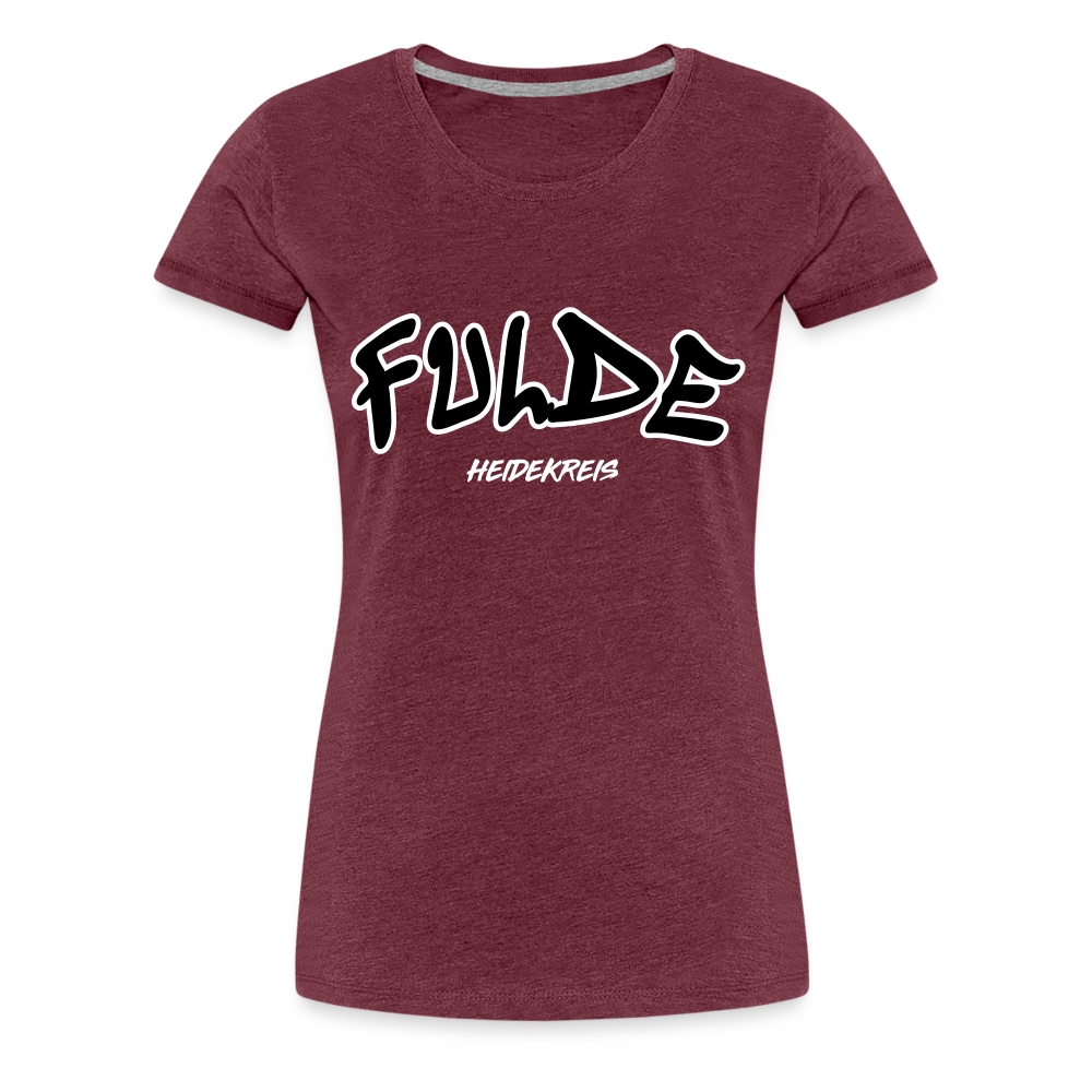 Fulde Heidekreis Frauen Premium T-Shirt flex - Bordeauxrot meliert